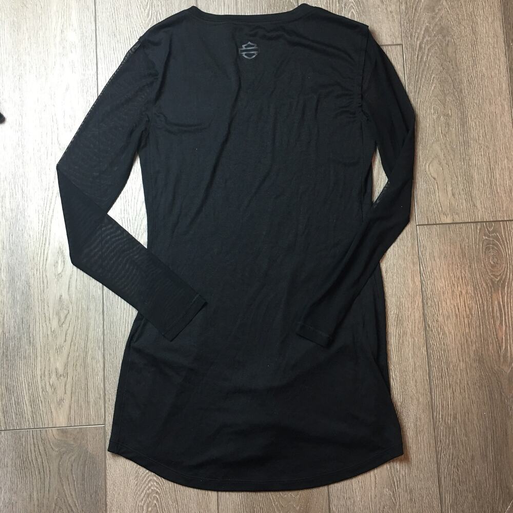 Harley-Davidson Mesh Black Long Sleeve top V-neck Size Small